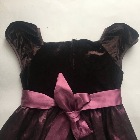 Peachy Kids Girls Dress Size 4 Velvet Top Ruffle Shimmer Bottom Tie-Back Rose - Picture 15 of 15